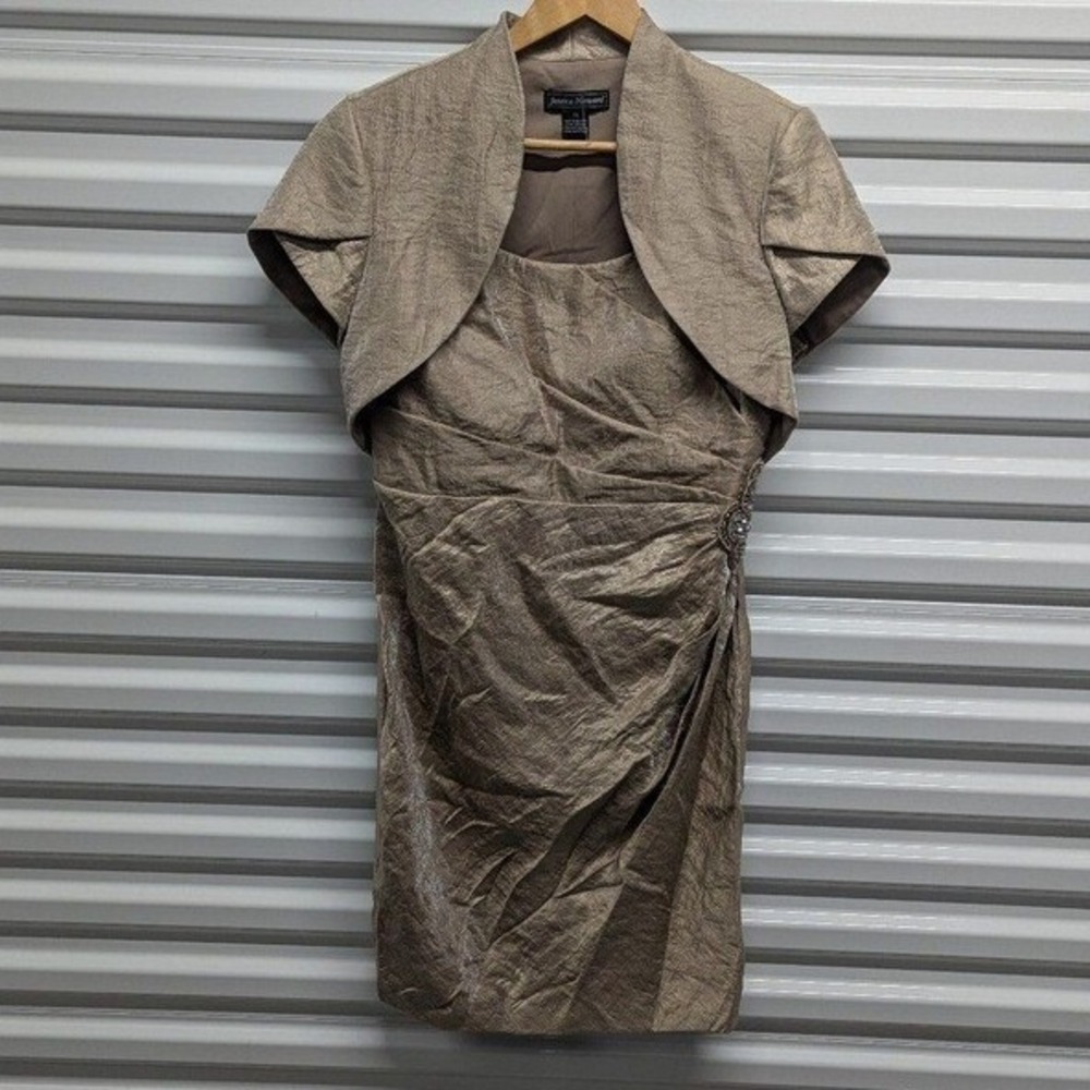 Vintage Glam Gold Brocade Dress & Bolero Set Mother of the Bride Formal